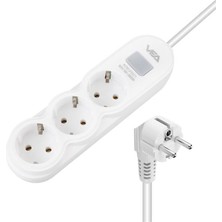 Karahanbey Vea VA-21571 3'lü Anahtarlı 1.5 Metre Akım Korumalı Priz Beyaz