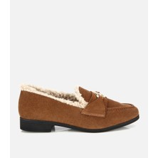 Hotiç 01AYH318300A410 KADIN Süet Deri Taba Içi Kürklü Klasik Loafer