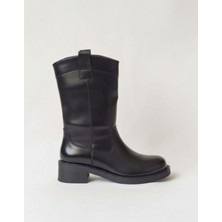 Emienza Viero Vegan Deri Motorcu Oval Burun Bayan Bot