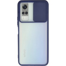 Magicool Vivo Y53S Kılıf Palm Buzlu Kamera Sürgülü Silikon - Lacivert