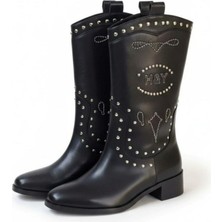 Emienza Helıos Vegan Deri Işlemeli Trok Detaylı Kovboy Bayan Bot