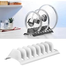 Bigelal Beyaz - 2 Adet 8 Bölmeli Tencere Kapak Rafı - Simple Tabaklık - Kapak Organizeri