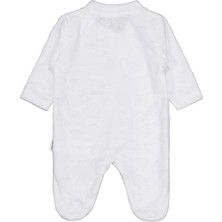 Mini Damla Minidamla Kız Ayı Tavşan Nakış Fermuarlı 1-6 Ay Tulum - Ekru 6-9 Ay