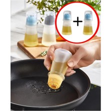 Hane216 2'li Silikon Yağ ve Sos Fırçası Yağdanlık - Mini Şef Silikon Başlıklı Kapaklı Yağlık, Pratik Şeffaf  Fırçalı Yağdanlık