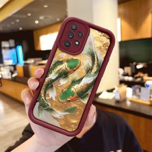 HONTINGA Samsung Galaxy A52S ile Uyumlu Kılıfı Düşüme Önleyici Basitlik Anti Düşme Kamera Korumali Köpek Balığı Bordo Desen Yumuşak Silikon Telefon Kılıfı Kadın ve Erkek Için Uygundur Arka Kılıf K2-7153