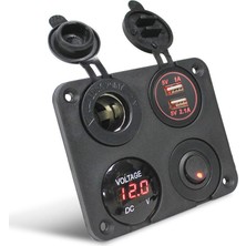 MELLİFERA 12-24V Açma-Kapama Anahtarı USB Portları ile LED Voltmetre  Araba Tekne Karavan Için  Panel
