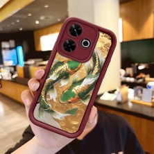HONTINGA Xiaomi Redmi 13 ile Uyumlu Kılıfı Düşüme Önleyici Basitlik Anti Düşme Kamera Korumali Köpek Balığı Bordo Desen Yumuşak Silikon Telefon Kılıfı Kadın ve Erkek Için Uygundur K2-7153