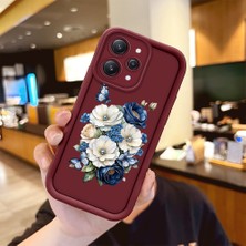 HONTINGA Xiaomi Redmi 12 ile Uyumlu Kılıfı Düşüme Önleyici Basitlik Anti Düşme Kamera Korumali Kelebek ve Çiçek Bordo Desen Yumuşak Silikon Telefon Kılıfı Kadın ve Erkek Için Uygundur Arka Kılıf K2-7157