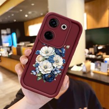 HONTINGA Tecno Camon 20 ile Uyumlu Kılıfı Düşüme Önleyici Basitlik Anti Düşme Kamera Korumali Kelebek ve Çiçek Bordo Desen Yumuşak Silikon Telefon Kılıfı Kadın ve Erkek Için Uygundur Arka Kılıf K2-7157