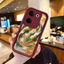 HONTINGA Tecno Camon 20 ile Uyumlu Kılıfı Düşüme Önleyici Basitlik Anti Düşme Kamera Korumali Köpek Balığı Bordo Desen Yumuşak Silikon Telefon Kılıfı Kadın ve Erkek Için Uygundur Arka Kılıf K2-7153