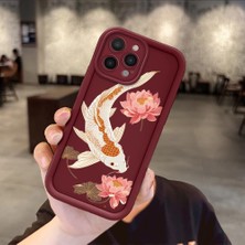 HONTINGA iPhone 16 Pro Max ile Uyumlu Kılıfı Düşüme Önleyici Basitlik Anti Düşme Kamera Korumali Köpek Balığı Bordo Desen Yumuşak Silikon Telefon Kılıfı Kadın ve Erkek Için Uygundur Arka Kılıf K2-7153