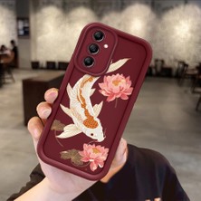 HONTINGA Samsung Galaxy A14 5g ile Uyumlu Kılıfı Düşüme Önleyici Basitlik Anti Düşme Kamera Korumali Köpek Balığı Bordo Desen Yumuşak Silikon Telefon Kılıfı Kadın ve Erkek Için Uygundur Arka Kılıf K2-7153