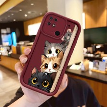 HONTINGA Xiaomi Redmi 10C ile Uyumlu Kılıfı Düşüme Önleyici Basitlik Anti Düşme Kamera Korumali Tatlı Kedi Bordo Desen Yumuşak Silikon Telefon Kılıfı Kadın ve Erkek Için Uygundur Arka Kılıf K2-7154