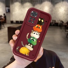HONTINGA Xiaomi Redmi Note 11S ile Uyumlu Kılıfı Düşüme Önleyici Basitlik Anti Düşme Kamera Korumali Tatlı Kedi Bordo Desen Yumuşak Silikon Telefon Kılıfı Kadın ve Erkek Için Uygundur Arka Kılıf K2-7154