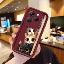 HONTINGA Infinix Hot 40 Pro ile Uyumlu Kılıfı Düşüme Önleyici Basitlik Anti Düşme Kamera Korumali Tatlı Kedi Bordo Desen Yumuşak Silikon Telefon Kılıfı Kadın ve Erkek Için Uygundur Arka Kılıf K2-7154