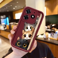 HONTINGA Tecno Spark 10 Pro 4g ile Uyumlu Kılıfı Düşüme Önleyici Basitlik Anti Düşme Kamera Korumali Tatlı Kedi Bordo Desen Yumuşak Silikon Telefon Kılıfı Kadın ve Erkek Için Uygundur Arka Kılıf K2-7154