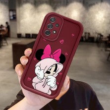 HONTINGA Samsung Galaxy A72 ile Uyumlu Kılıfı Düşüme Önleyici Basitlik Anti Düşme Kamera Korumali Minnie ve Kahve Bordo Desen Yumuşak Silikon Telefon Kılıfı Kadın ve Erkek Için Uygundur Arka Kılıf K2-7156