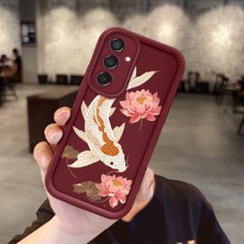 HONTINGA Samsung Galaxy M15 ile Uyumlu Kılıfı Düşüme Önleyici Basitlik Anti Düşme Kamera Korumali Köpek Balığı Bordo Desen Yumuşak Silikon Telefon Kılıfı Kadın ve Erkek Için Uygundur Arka Kılıf K2-7153