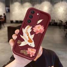 HONTINGA Samsung Galaxy S22 ile Uyumlu Kılıfı Düşüme Önleyici Basitlik Anti Düşme Kamera Korumali Köpek Balığı Bordo Desen Yumuşak Silikon Telefon Kılıfı Kadın ve Erkek Için Uygundur Arka Kılıf K2-7153