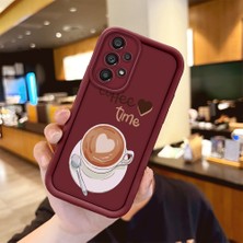 HONTINGA Samsung Galaxy A73 ile Uyumlu Kılıfı Düşüme Önleyici Basitlik Anti Düşme Kamera Korumali Minnie ve Kahve Bordo Desen Yumuşak Silikon Telefon Kılıfı Kadın ve Erkek Için Uygundur Arka Kılıf K2-7156