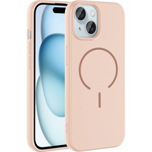 Başkenttekno iPhone 15 Kılıf Meta Lansman M-Safe Kamera Korumalı Içi Kadife Yumuşak Renkli Süet Silikon