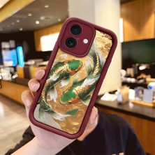 HONTINGA iPhone 16 ile Uyumlu Kılıfı Düşüme Önleyici Basitlik Anti Düşme Kamera Korumali Köpek Balığı Bordo Desen Yumuşak Silikon Telefon Kılıfı Kadın ve Erkek Için Uygundur Arka Kılıf K2-7153