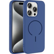 Başkenttekno iPhone 15 Pro Max Kılıf Meta Lansman M-Safe Kamera Korumalı Içi Kadife Yumuşak Renkli Süet Silikon