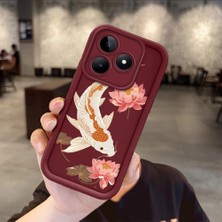 HONTINGA Realme C53 ile Uyumlu Kılıfı Düşüme Önleyici Basitlik Anti Düşme Kamera Korumali Köpek Balığı Bordo Desen Yumuşak Silikon Telefon Kılıfı Kadın ve Erkek Için Uygundur Arka Kılıf K2-7153