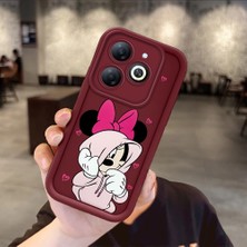 HONTINGA Infinix Smart 8 ile Uyumlu Kılıfı Düşüme Önleyici Basitlik Anti Düşme Kamera Korumali Minnie ve Kahve Bordo Desen Yumuşak Silikon Telefon Kılıfı Kadın ve Erkek Için Uygundur Arka Kılıf K2-7156