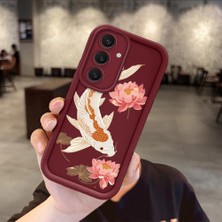 HONTINGA Samsung Galaxy S24 Plus ile Uyumlu Kılıfı Düşüme Önleyici Basitlik Anti Düşme Kamera Korumali Köpek Balığı Bordo Desen Yumuşak Silikon Telefon Kılıfı Kadın ve Erkek Için Uygundur Arka Kılıf K2-7153