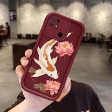 HONTINGA Xiaomi Redmi 10C ile Uyumlu Kılıfı Düşüme Önleyici Basitlik Anti Düşme Kamera Korumali Köpek Balığı Bordo Desen Yumuşak Silikon Telefon Kılıfı Kadın ve Erkek Için Uygundur K2-7153