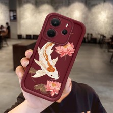 HONTINGA Xiaomi Redmi Note 14 ile Uyumlu Kılıfı Düşüme Önleyici Basitlik Anti Düşme Kamera Korumali Köpek Balığı Bordo Desen Yumuşak Silikon Telefon Kılıfı Kadın ve Erkek Için Uygundur K2-7153