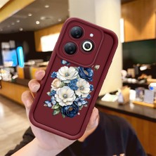 HONTINGA Tecno Spark 20C ile Uyumlu Kılıfı Düşüme Önleyici Basitlik Anti Düşme Kamera Korumali Kelebek ve Çiçek Bordo Desen Yumuşak Silikon Telefon Kılıfı Kadın ve Erkek Için Uygundur Arka Kılıf K2-7157