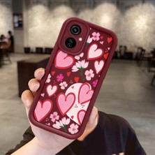 HONTINGA Tecno Camon 19 Neo ile Uyumlu Kılıfı Düşüme Önleyici Basitlik Anti Düşme Kamera Korumali Çilek ve Kalp Bordo Desen Yumuşak Silikon Telefon Kılıfı Kadın ve Erkek Için Uygundur Arka Kılıf K2-7155