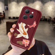 HONTINGA Infinix Hot 40 ile Uyumlu Kılıfı Düşüme Önleyici Basitlik Anti Düşme Kamera Korumali Köpek Balığı Bordo Desen Yumuşak Silikon Telefon Kılıfı Kadın ve Erkek Için Uygundur Arka Kılıf K2-7153