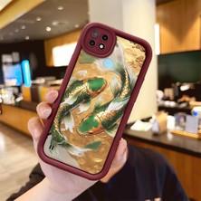 HONTINGA Realme C21 ile Uyumlu Kılıfı Düşüme Önleyici Basitlik Anti Düşme Kamera Korumali Köpek Balığı Bordo Desen Yumuşak Silikon Telefon Kılıfı Kadın ve Erkek Için Uygundur Arka Kılıf K2-7153