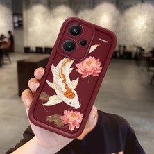 HONTINGA Xiaomi Redmi Note 13 Pro Plus ile Uyumlu Kılıfı Düşüme Önleyici Basitlik Anti Düşme Kamera Korumali Köpek Balığı Bordo Desen Yumuşak Silikon Telefon Kılıfı Kadın ve Erkek Için Uygundur K2-7153