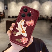 HONTINGA Tecno Spark 20 Pro ile Uyumlu Kılıfı Düşüme Önleyici Basitlik Anti Düşme Kamera Korumali Köpek Balığı Bordo Desen Yumuşak Silikon Telefon Kılıfı Kadın ve Erkek Için Uygundur Arka Kılıf K2-7153