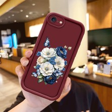HONTINGA iPhone 7 ile Uyumlu Kılıfı Düşüme Önleyici Basitlik Anti Düşme Kamera Korumali Kelebek ve Çiçek Bordo Desen Yumuşak Silikon Telefon Kılıfı Kadın ve Erkek Için Uygundur Arka Kılıf K2-7157
