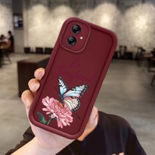HONTINGA Samsung Galaxy A04E ile Uyumlu Kılıfı Düşüme Önleyici Basitlik Anti Düşme Kamera Korumali Kelebek ve Çiçek Bordo Desen Yumuşak Silikon Telefon Kılıfı Kadın ve Erkek Için Uygundur Arka Kılıf K2-7157