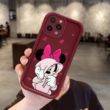 HONTINGA iPhone 14 Pro ile Uyumlu Kılıfı Düşüme Önleyici Basitlik Anti Düşme Kamera Korumali Minnie ve Kahve Bordo Desen Yumuşak Silikon Telefon Kılıfı Kadın ve Erkek Için Uygundur Arka Kılıf K2-7156