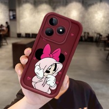 HONTINGA Realme C53 ile Uyumlu Kılıfı Düşüme Önleyici Basitlik Anti Düşme Kamera Korumali Minnie ve Kahve Bordo Desen Yumuşak Silikon Telefon Kılıfı Kadın ve Erkek Için Uygundur Arka Kılıf K2-7156