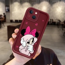 HONTINGA iPhone 15 ile Uyumlu Kılıfı Düşüme Önleyici Basitlik Anti Düşme Kamera Korumali Minnie ve Kahve Bordo Desen Yumuşak Silikon Telefon Kılıfı Kadın ve Erkek Için Uygundur Arka Kılıf K2-7156