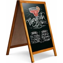 Woodenova Ahşap Ayaklı Kara Tahta Menü Panosu 99X50 cm – Çift Yönlü Yazılabilir