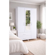 Ninna Mobilya 3 Kapaklı Aynalı Raflı Modern Gardırop