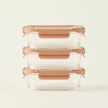 Bella Maison Terra 3'lü Cam Saklama Kabı Seti Bej (640 Cc)