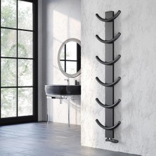 Lojimax Alüminyum Dekoratif Havlupan Oxy 1270 x 400 5  Dilim | Dokulu Siyah | Yüksek Isıl Güç | 5 Yıl Üretici Garantisi