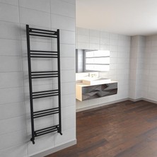 Lojimax Alüminyum Dekoratif Havlupan Lodos W 1400 x 500 15  Dilim | Dokulu Siyah | Yüksek Isıl Güç | 5 Yıl Üretici Garantisi