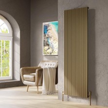 Lojimax Alüminyum Dekoratif Radyatör Fiona 1800 x 599 6  Dilim | Altın Renk Mat Eloksal | Yüksek Isıl Güç | 5 Yıl Üretici Garantisi