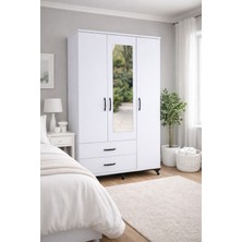 Ninna Mobilya 3 Kapaklı Aynalı Raflı Modern Gardırop